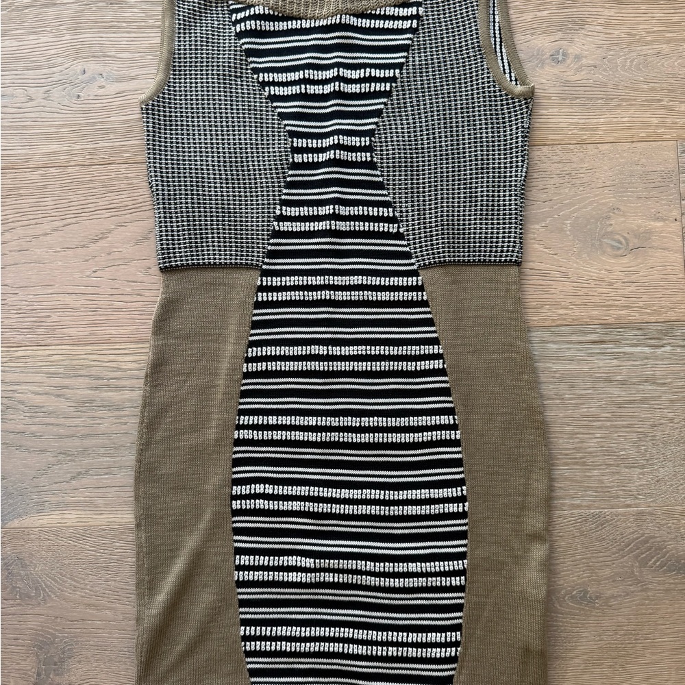 Etro Black, White, and Brown Striped Mini Dress